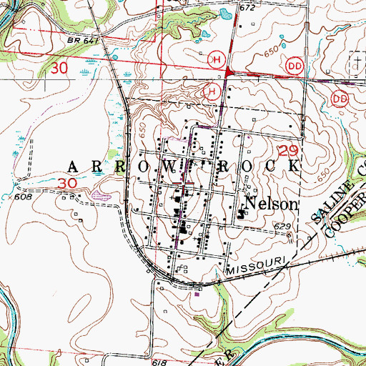 Topographic Map of Nelson, MO