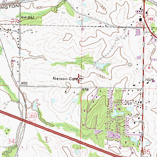 Topographic Map of Nelson Cemetery, MO