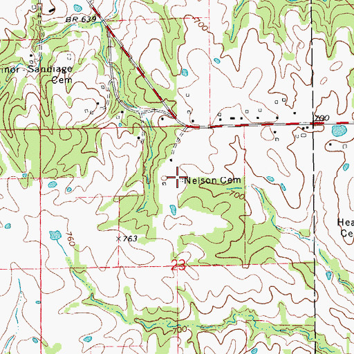 Topographic Map of Nelson Cemetery, MO