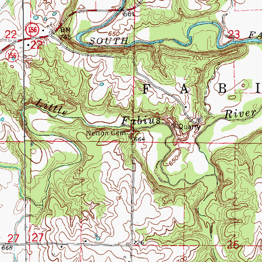Topographic Map of Nelson Cemetery, MO