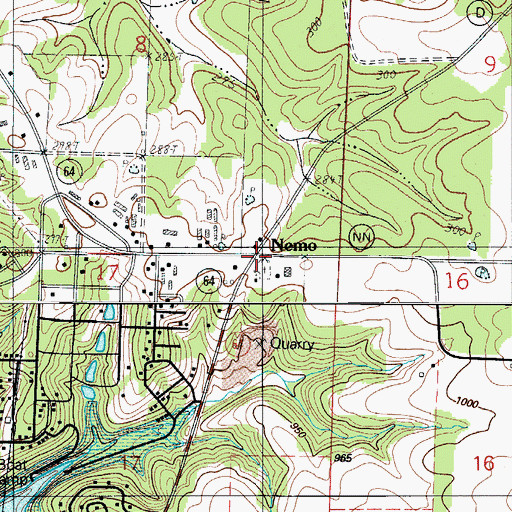 Topographic Map of Nemo, MO
