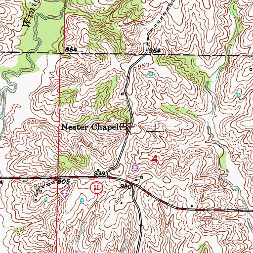 Topographic Map of Nester Chapel, MO