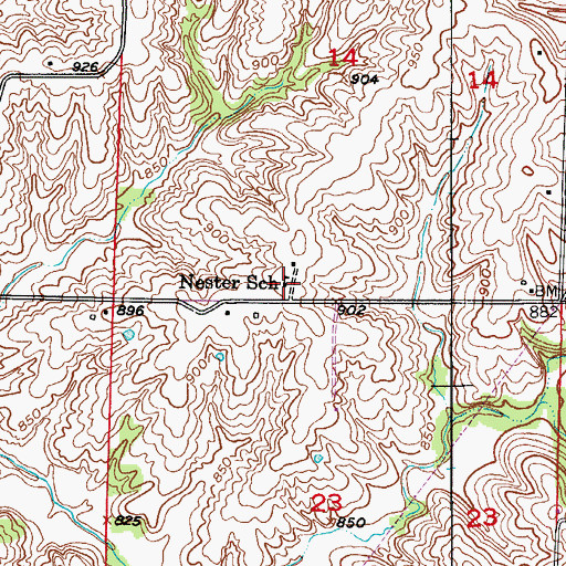 Topographic Map of Nester School, MO