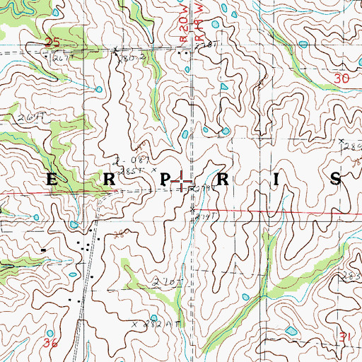 Topographic Map of Nevins School, MO