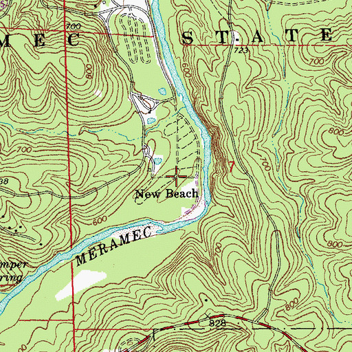Topographic Map of New Beach, MO