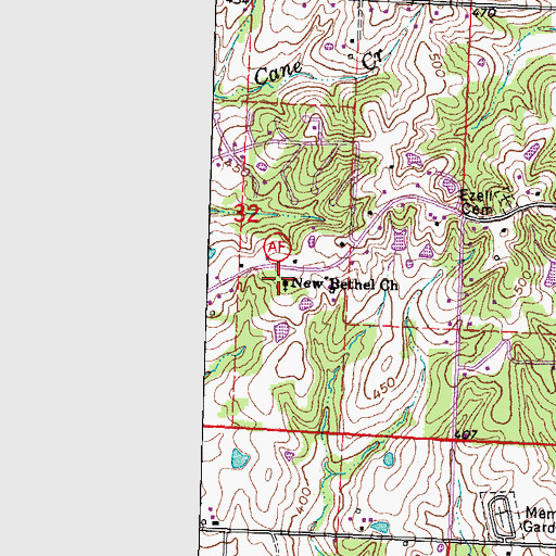 Topographic Map of New Bethel Church, MO