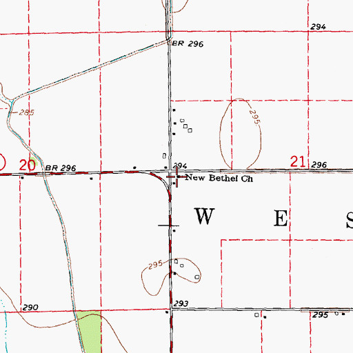 Topographic Map of New Bethel Church, MO