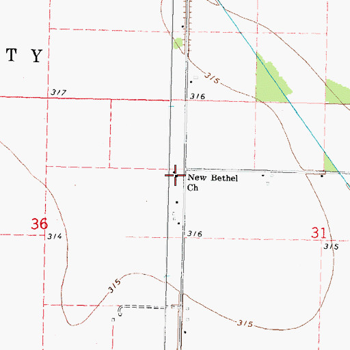 Topographic Map of New Bethel Church, MO