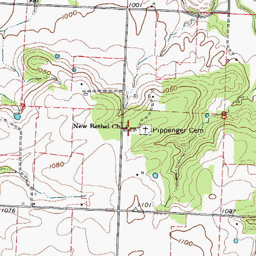 Topographic Map of New Bethel Church, MO