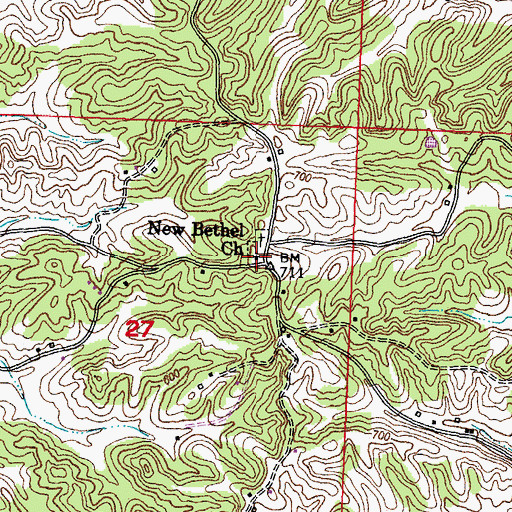Topographic Map of New Bethel Church, MO