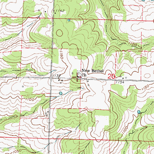 Topographic Map of New Bethel Church, MO