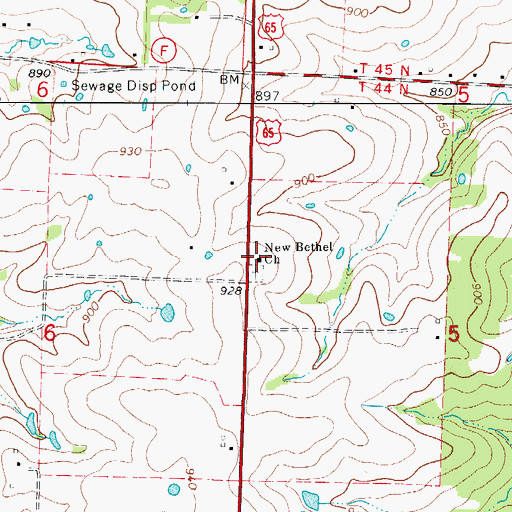 Topographic Map of New Bethel United Methodist Church, MO