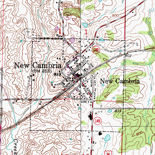 Topographic Map of New Cambria, MO