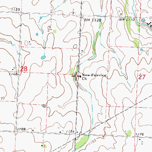 Topographic Map of New Fairview Church, MO