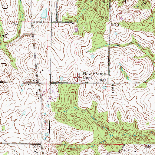 Topographic Map of Mount Pleasant Cemetery, MO