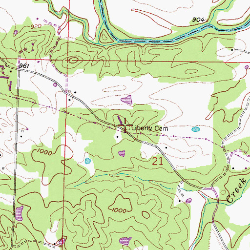 Topographic Map of Liberty Cemetery, AR
