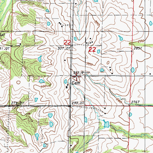 Topographic Map of New Friendship Church, MO