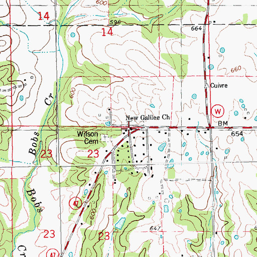 Topographic Map of New Galilee Church, MO