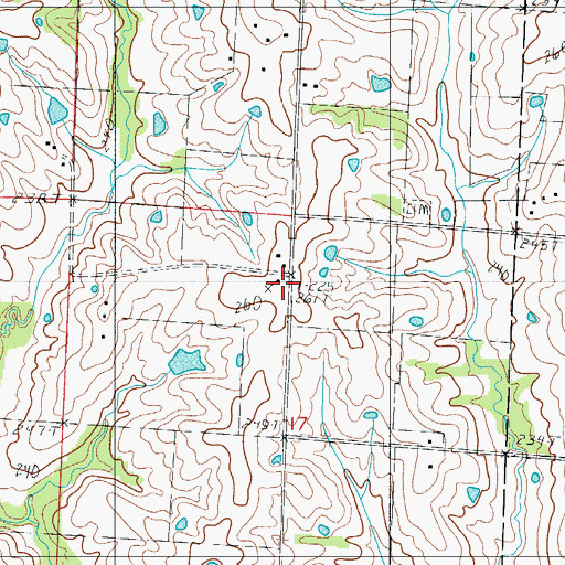 Topographic Map of New Garden Church, MO
