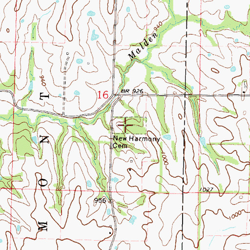 Topographic Map of New Harmony Cemetery, MO