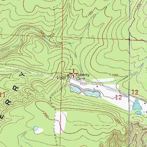 Topographic Map of Liberty Cemetery, AR