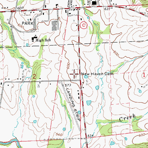 Topographic Map of New Haven Cemetery, MO