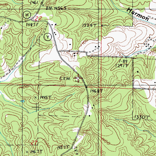 Topographic Map of New Home Cemetery, MO