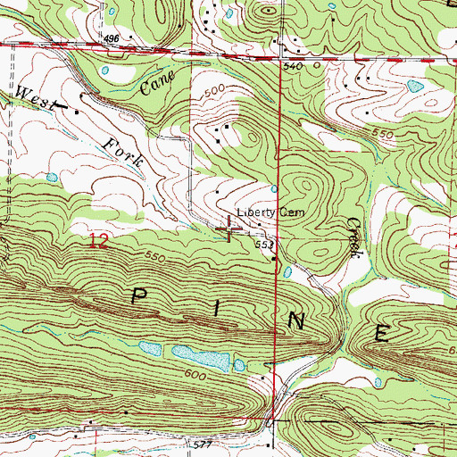 Topographic Map of Liberty Cemetery, AR