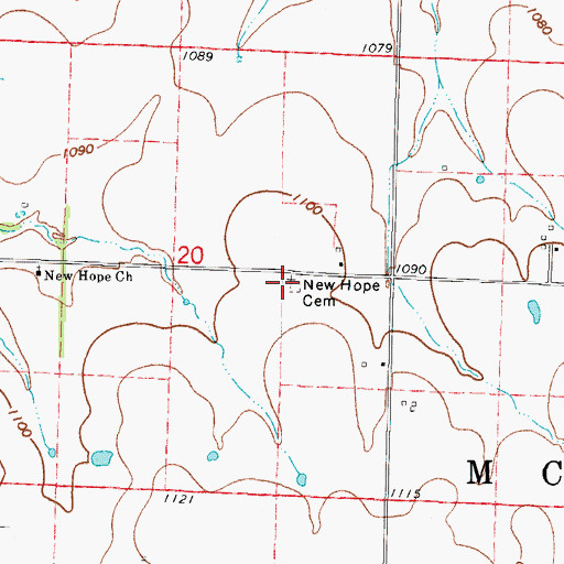 Topographic Map of New Hope Cemetery, MO