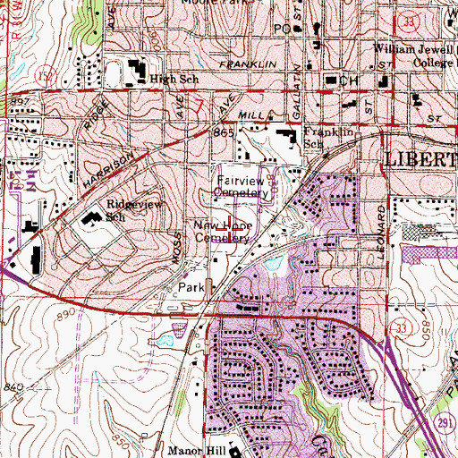 Topographic Map of New Hope Cemetery, MO