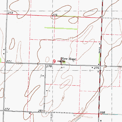 Topographic Map of New Hope Church, MO