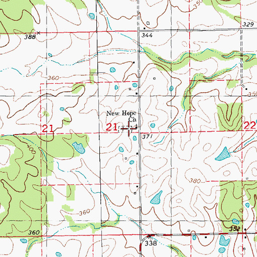 Topographic Map of New Hope Church, MO