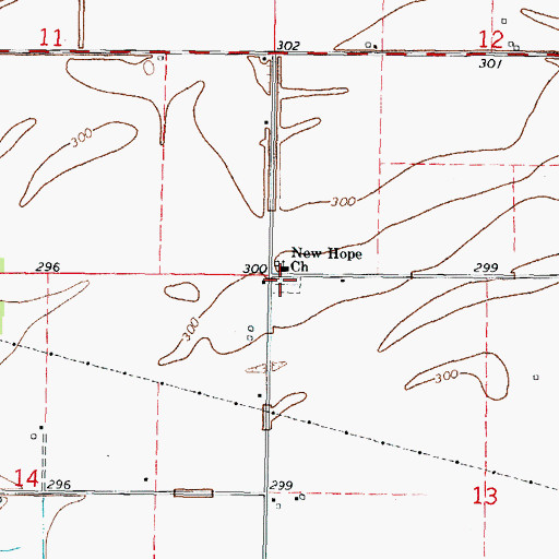 Topographic Map of New Hope Church, MO