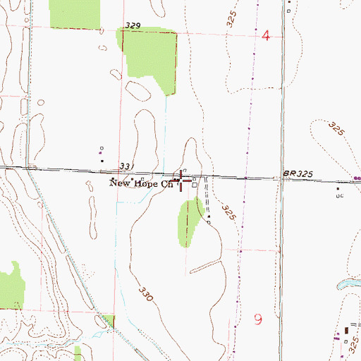 Topographic Map of New Hope Church, MO