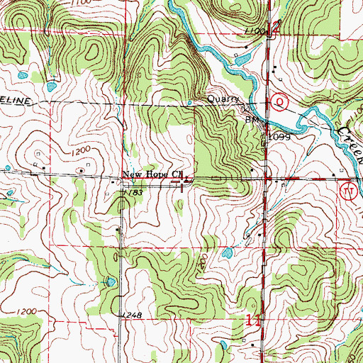 Topographic Map of New Hope Church, MO