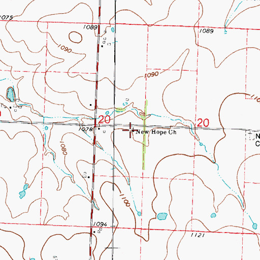 Topographic Map of New Hope Church, MO