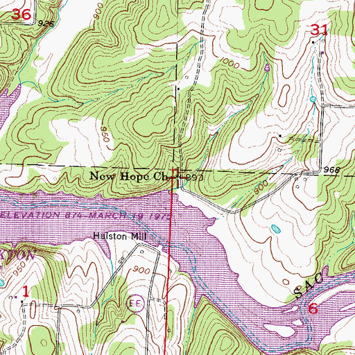 Topographic Map of New Hope Church, MO