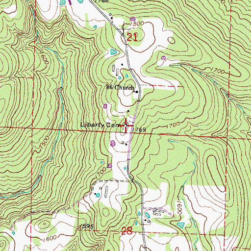 Topographic Map of Liberty Cemetery, AR