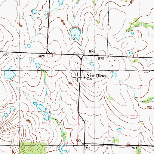 Topographic Map of New Hope Church, MO