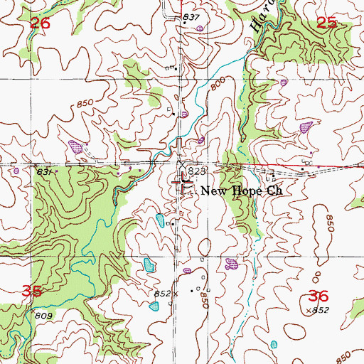 Topographic Map of New Hope Church, MO