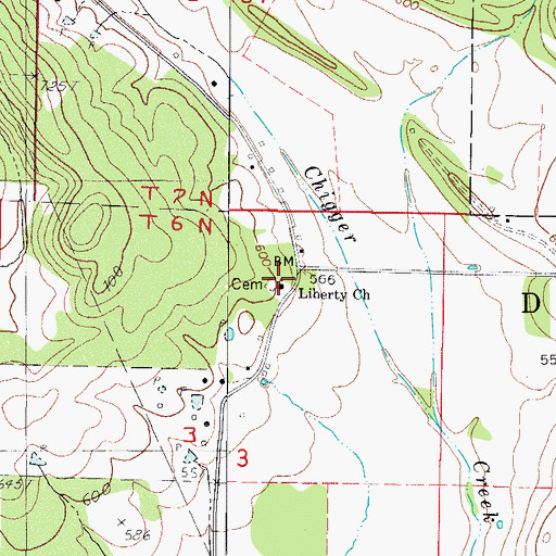 Topographic Map of Liberty Church, AR