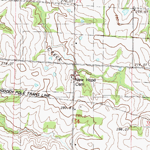 Topographic Map of New Hope Church, MO