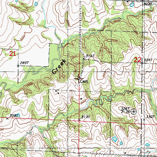 Topographic Map of New Hope Church, MO