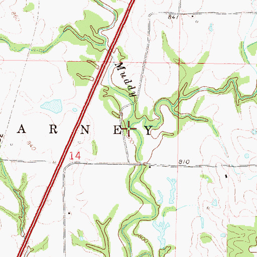 Topographic Map of New Hope Creek, MO