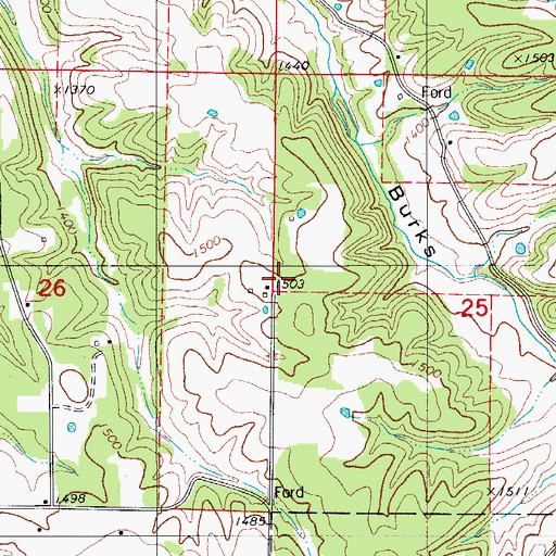 Topographic Map of New Hope School (historical), MO