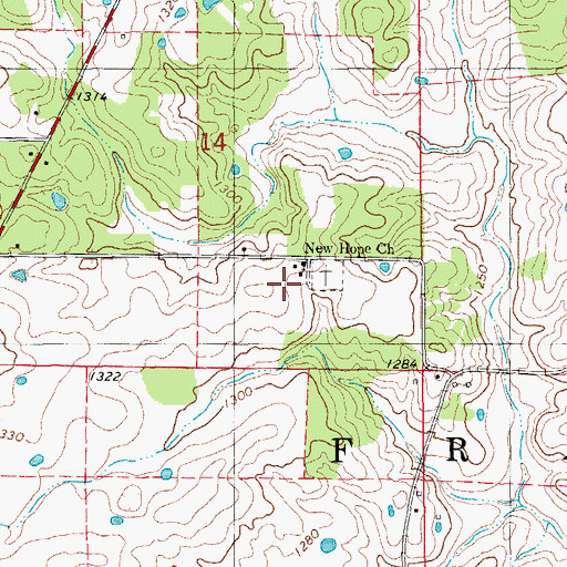 Topographic Map of New Hope School, MO
