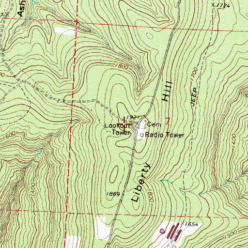 Topographic Map of Liberty Hill, AR