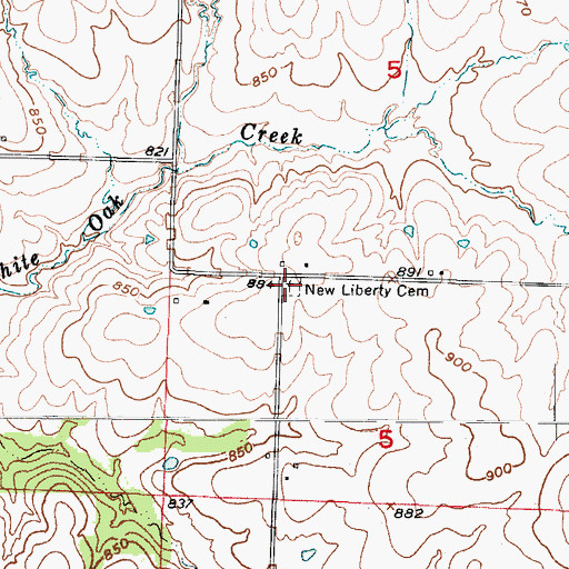 Topographic Map of New Liberty Cemetery, MO