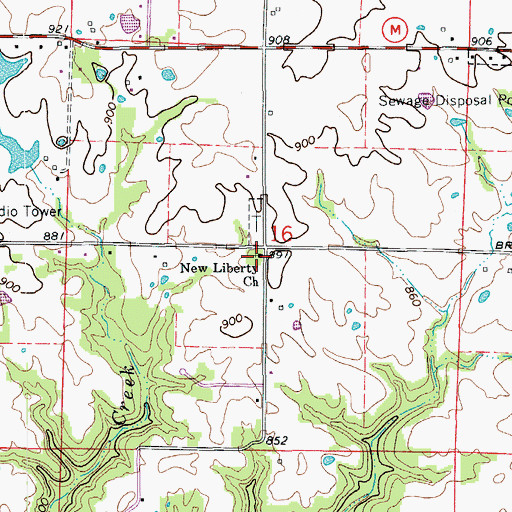 Topographic Map of New Liberty Church, MO