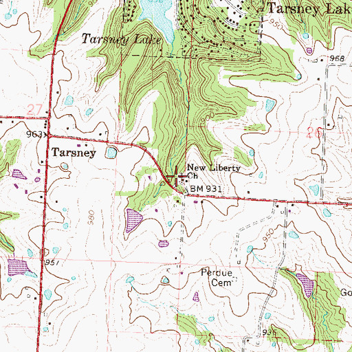 Topographic Map of New Liberty Church, MO